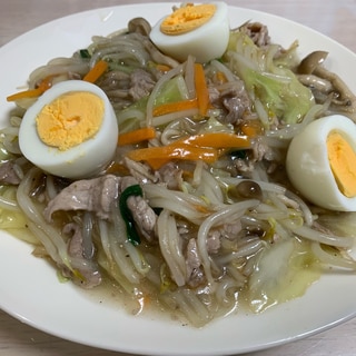 野菜炒めのあんかけ(中華丼風)